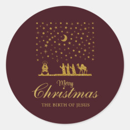 Religieuze Kerstmis, Geboorte van Jezus, Drie Koni Ronde Sticker