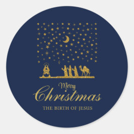 Religieuze Kerstmis, Geboorte van Jezus, Drie Koni Ronde Sticker