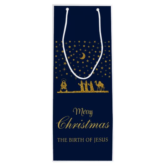 Religieuze Kerstmis, Geboorte van Jezus, Drie Koni Wijn Cadeautas (Achterkant)