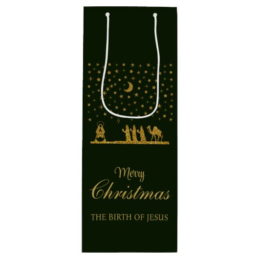 Religieuze Kerstmis, Geboorte van Jezus, Drie Koni Wijn Cadeautas (Voorkant)