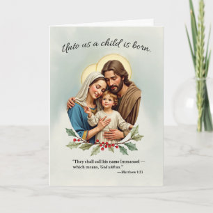 Religieuze Kerstmis Heilige Familie God met ons Kaart