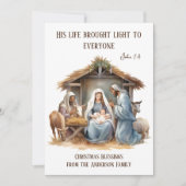 Religieuze Kerstmiskerststal Holly Family Feestdagenkaart (Voorkant)