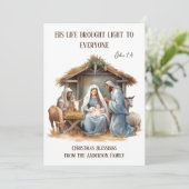 Religieuze Kerstmiskerststal Holly Family Feestdagenkaart (Staand voorkant)