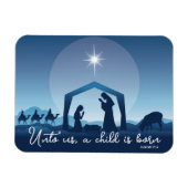 Religieuze Kerstmisscène Blauw Magneet (Horizontaal)