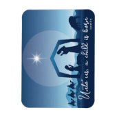 Religieuze Kerstmisscène Blauw Magneet (Verticaal)