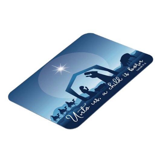 Religieuze Kerstmisscène Blauw Magneet (Linkerzijde)