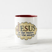 Religieuze kerstMok Tweekleurige Koffiemok (Center)