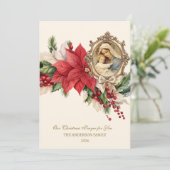 Religieuze Kerstpoinsettia Moeder Maria Jezus Feestdagenkaart (Staand voorkant)