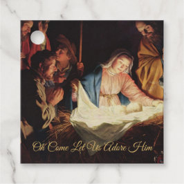 Religieuze kerstritsnegatie Scene Gold Script Bedankjes Labels