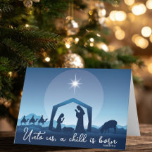 Religieuze kerststal blauw
