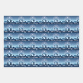 Religieuze Kerststal Blauw Inpakpapier Vel (Voorkant)