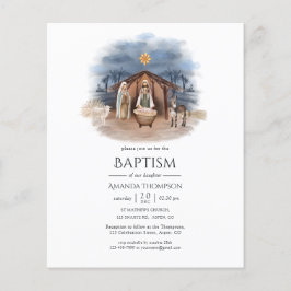 Religieuze kerststal doop uitnodiging flyer