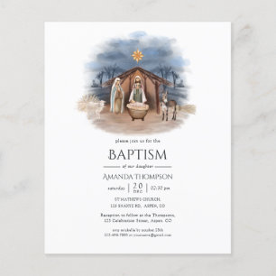 Religieuze kerststal doop uitnodiging flyer