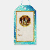 Religieuze Kerststal en Prettig Kerstfeest Cadeaulabel (Achterkant)