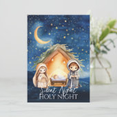 Religieuze kerststal geen kerstfoto feestdagenkaart (Staand voorkant)