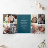 Religieuze kerststal Kerstmis Fotokaart Drieluik Uitnodiging (Binnen)