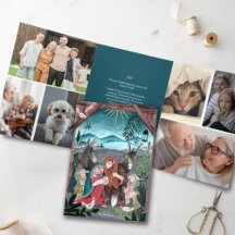 Religieuze kerststal Kerstmis Fotokaart