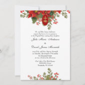 Religieuze kerstweddenschap met rood Poinsettia Kaart (Voorkant)