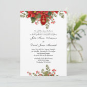 Religieuze kerstweddenschap met rood Poinsettia Kaart (Staand voorkant)