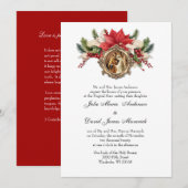 Religieuze kerstweddenschap met rood Poinsettia Kaart (Voorkant / Achterkant)