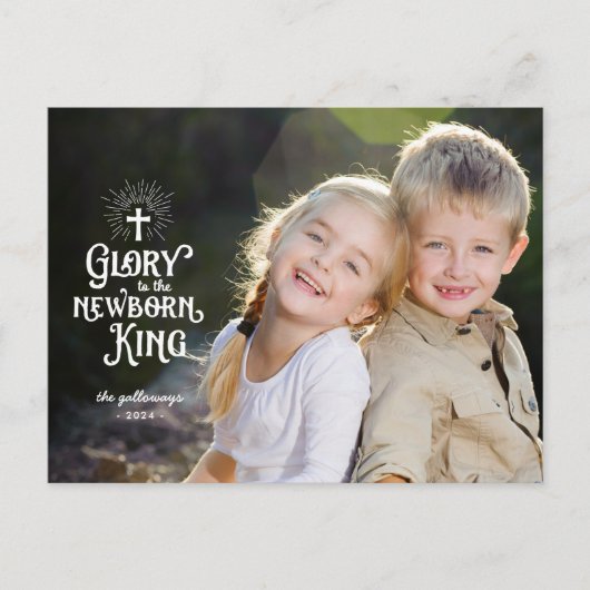 Religieuze kerstwitte overlay Volledige foto Briefkaart (Voorkant)