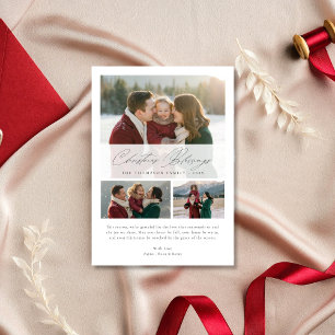 Religieuze kerstzegeningen Elegante familiefoto Feestdagenkaart