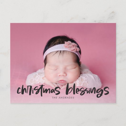 Religieuze Kerstzegeningen Foto Dubbelzijdig Feestdagenkaart (Voorkant)