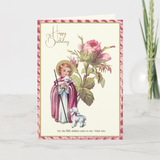 Religieuze kinderdag Jezus met Lamb-Rozen Kaart (Voorkant)