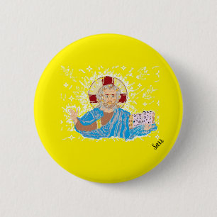 Religieuze knop: Christus Ronde Button 5,7 Cm