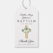 Religieuze Kruis Bloemendoop Dank u Cadeaulabel (Voorkant)