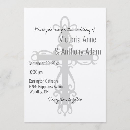 Religieuze kruis Christelijke Champagne Shiny Wedd Kaart (Voorkant)