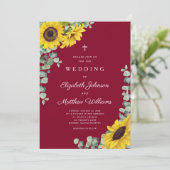 Religieuze kruising Floral Sunflower Wedding Kaart (Staand voorkant)