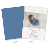 Religieuze kruisjongen Baptism foto Gold Folie Uitnodiging