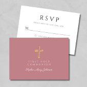 Religieuze kruismosterd roze meisje Eerste Communi RSVP Kaartje