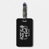 Religieuze kunst: Heb vertrouwen in God Schriftont Bagagelabel (Achterkant verticaal)