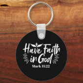 Religieuze kunst: Heb vertrouwen in God Schriftont Sleutelhanger (Achterkant)