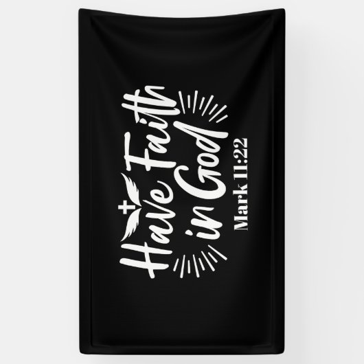 Religieuze kunst: Heb vertrouwen in God Schriftont Spandoek (Verticaal)