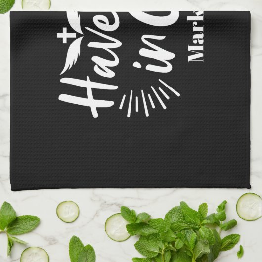 Religieuze kunst: Heb vertrouwen in God Schriftont Theedoek (Gevouwen)