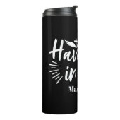 Religieuze kunst: Heb vertrouwen in God Schriftont Thermosbeker (Gedraaid links)