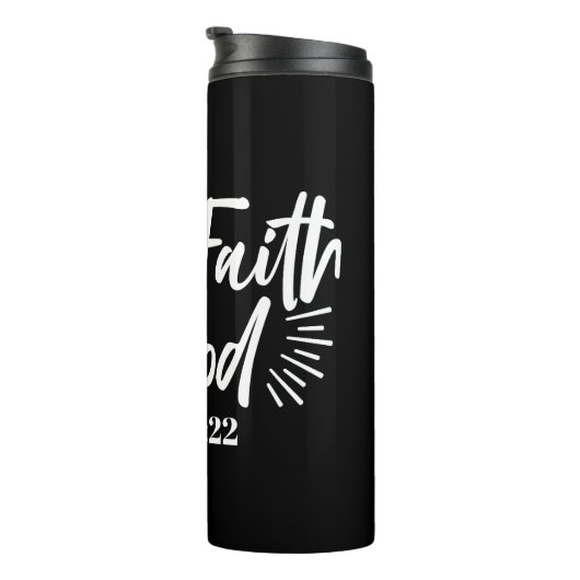 Religieuze kunst: Heb vertrouwen in God Schriftont Thermosbeker (Geroteerd rechts)