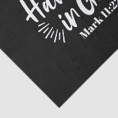 Religieuze kunst: Heb vertrouwen in God Schriftont Tissuepapier (Detail)