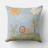 Religieuze Leeuw Baby Geboorte Statistieken Kussen (Voorkant)