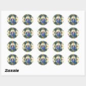 Religieuze legante Mary Blue Flowers  Ronde Sticker (Vel)
