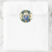 Religieuze legante Mary Blue Flowers  Ronde Sticker (Tas)
