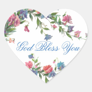 Religieuze lentepastel bloemen hart sticker