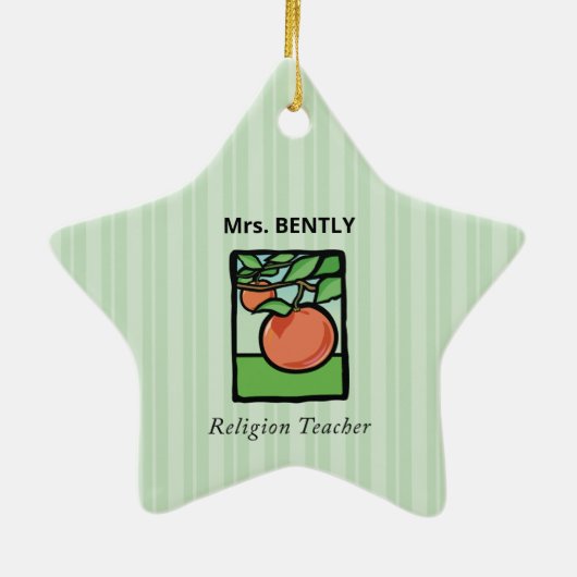 Religieuze leraar Dank je, Apple Keramisch Ornament (Achterkant)