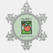 Religieuze leraar Dank je, Apple Tin Sneeuwvlok Ornament (Voorkant)