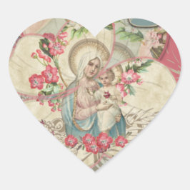 Religieuze Maagd Maria Baby Jezus Bloemenbloemblaa Hart Sticker
