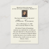 Religieuze Maagd Maria  Begrafenis Guadalupe Plaatskaartje (Achterkant)