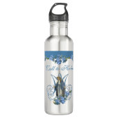 Religieuze Maagd Maria Blauwe Bloem 24 oz. Waterfles (Voorkant)